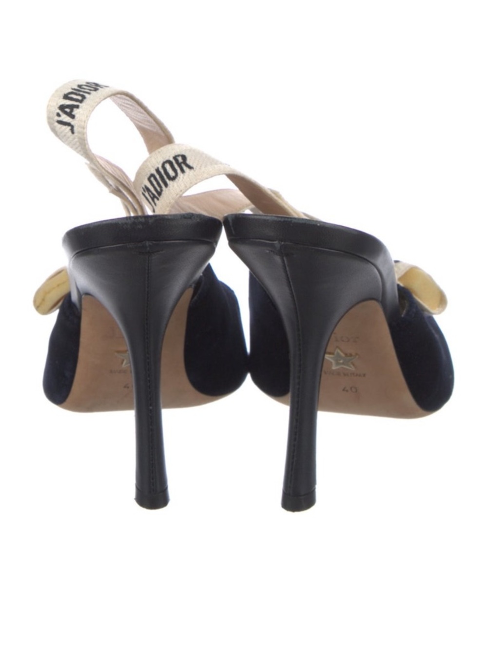 Dior Black Velvet Slingback Pumps with Beige J'Adior Strap - Picture 4 of 5